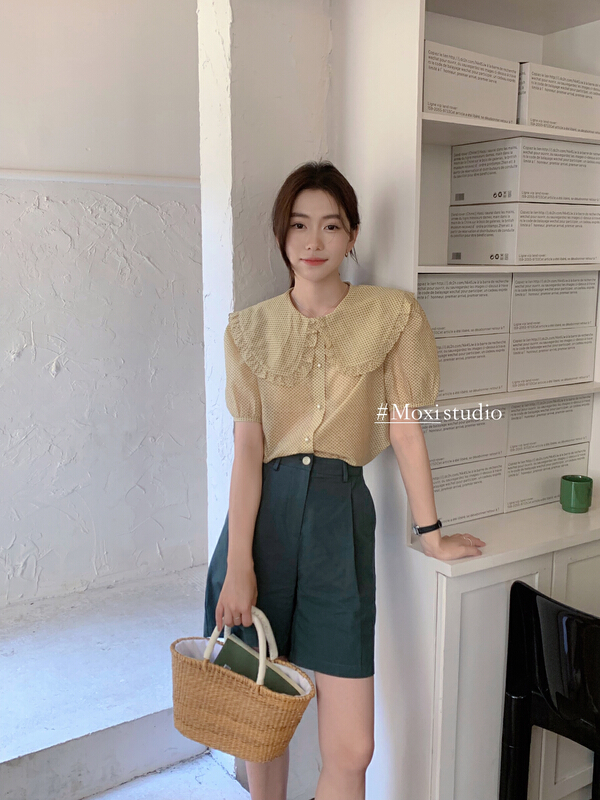 [Moxi] Korean style Lapel shirt 75912# XJ