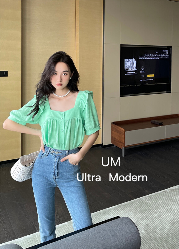 [um micron] square neck gentle aging shirt ys1-88295# hjy