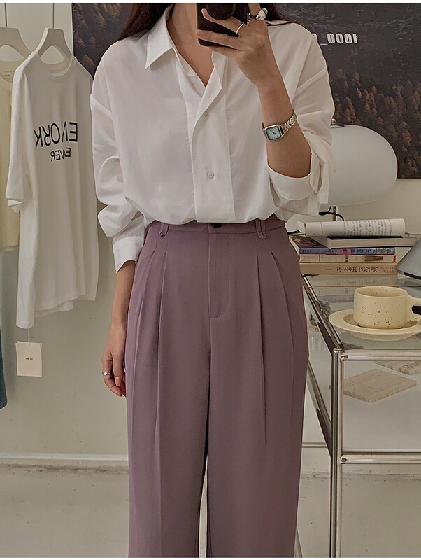 goods in stock! New year in early spring! [the mind] solid color versatile straight tube floor mopping casual pants 60105# jhy