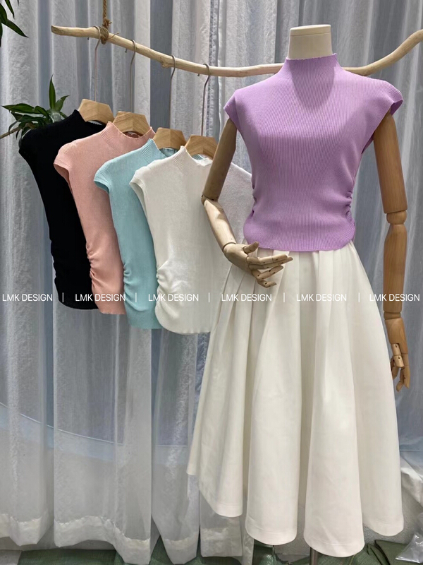 [LMK] Korean round neck simple vest / sling 3806# hjy