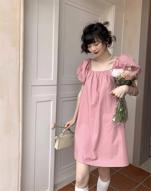 New in early summer! [nxby] square neck fashion versatile dress 018# ozq