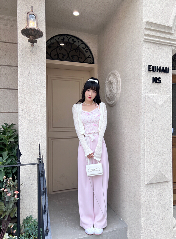 [CXI] Korean high waist and wide leg floor dragging trousers (with detachable waist rope) c6003# WPL