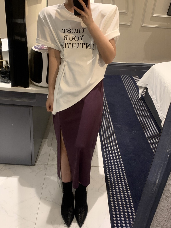 goods in stock! [3. Three point] simple texture solid color elastic waist skirt 7129# cqw