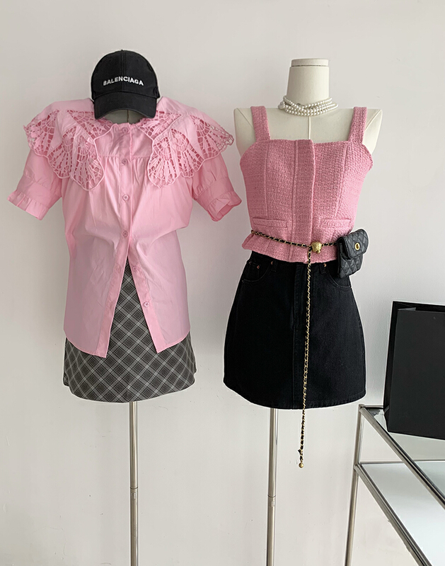 [kakajia] short vest / suspender 2106# ozq with small fragrance texture