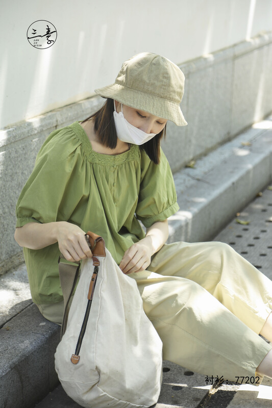 [original three element clothes] simple solid color commuter shirt 77202# XYJ