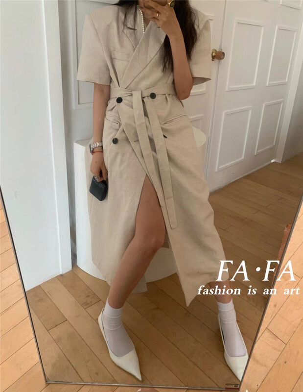 [Fafa] temperament double breasted suit dress (with belt) 16935# zxl