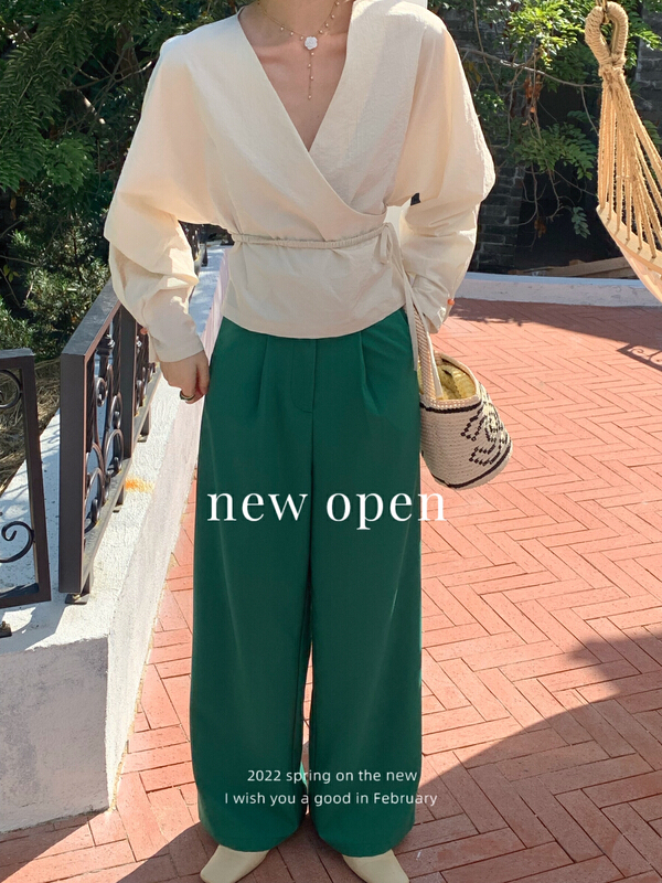 New year in early spring! [new open] Korean loose wide leg casual pants (with waist rope) gk22193# zxl