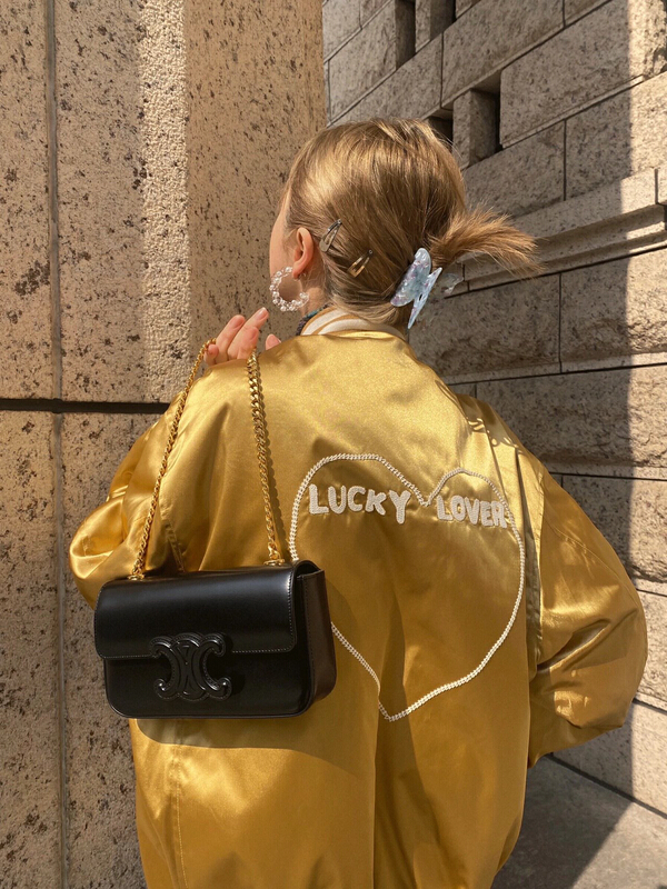 [YT] American vintage champagne gold satin bomber jacket wt81110# PCZ