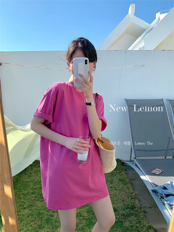 New year in early spring! [lemon green tea] Korean solid color versatile short sleeve T-shirt 2021# hjy