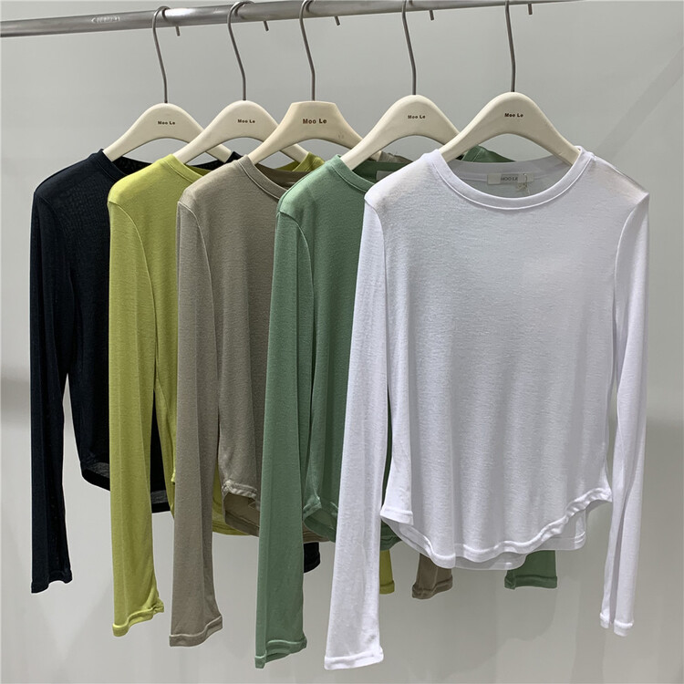 New year in early spring! [moo Le] simple basic and versatile fashion solid color long sleeve T-shirt 22015# CLS