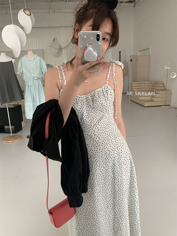 goods in stock! New in early summer! [A.K skylan] suspender wave point sexy dress 82567# zxl