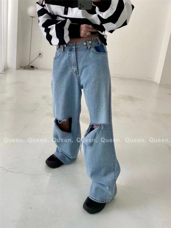 【QUEEN1】個性破洞休閒牛仔褲  576#  OZQ