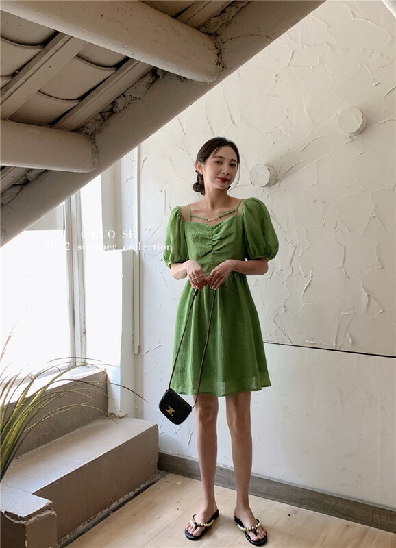 [kuose kuoser] square neck, slim waist, versatile dress 92027# WPL