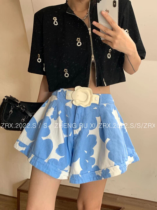 [zhengruxi] loose and versatile comfortable casual shorts (with waist button) 11707# WTT