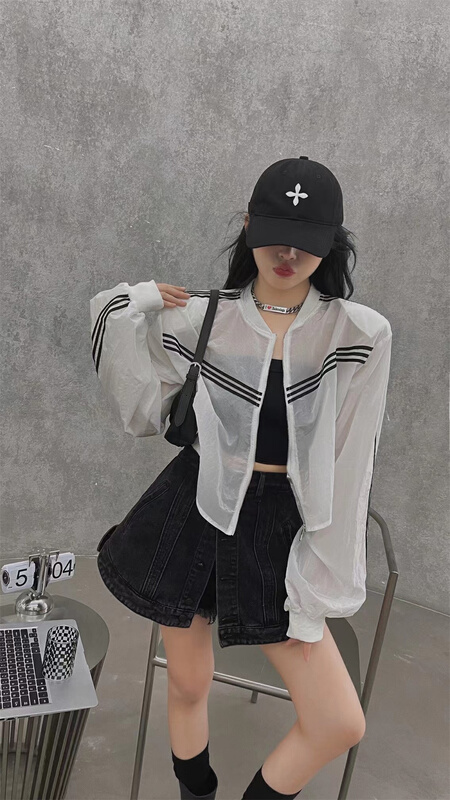 goods in stock! New in early summer! [e.su] color blocking fashion versatile sunscreen shirt ys1-3675# ozq