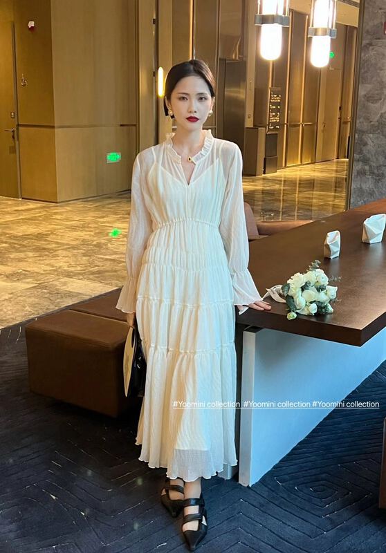 New year in early spring! [yoomini] Korean style V-neck dress (with sling) c12448# jhy