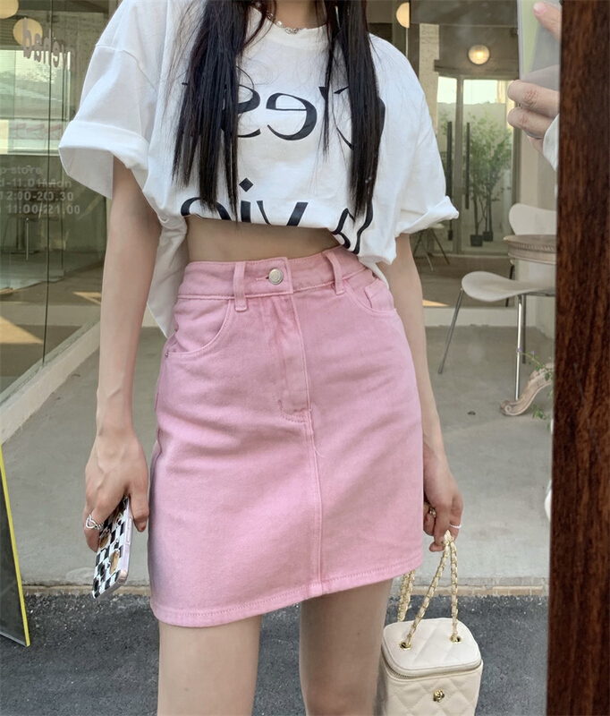 New in early summer! [timely rain] Han Feng ins design feeling versatile A-shaped slim high waist skirt (only selling skirt) 24119# WPL