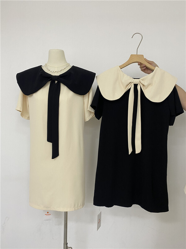 [orange] fashionable and elegant contrast color doll neck dress 8842# HBx