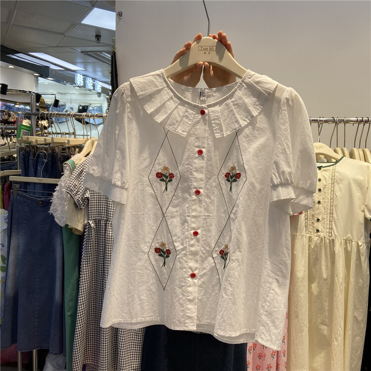 [Tian MI] embroidered fashion Korean shirt 88219# L