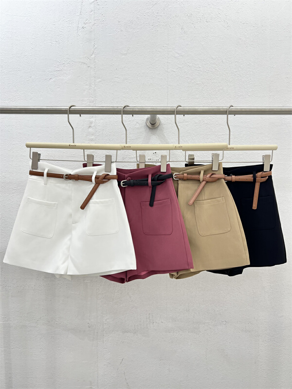 [Kexin] simple and versatile, casual shorts with double pockets (detachable belt) 6135# LSL