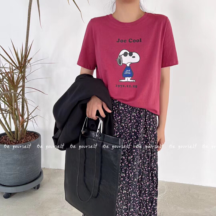 Original price 47.37! [be your self] Korean versatile cartoon printed short sleeve T-shirt t66126# LSL