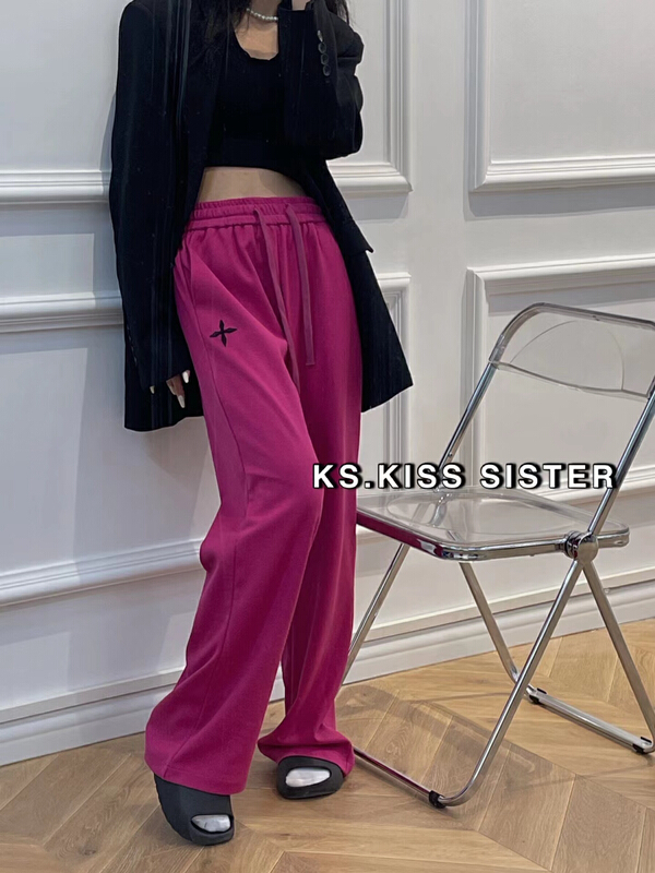 goods in stock! New year in early spring! [KS] European fashion loose high waist slim high straight casual pants (with waist rope) 22101# ozq