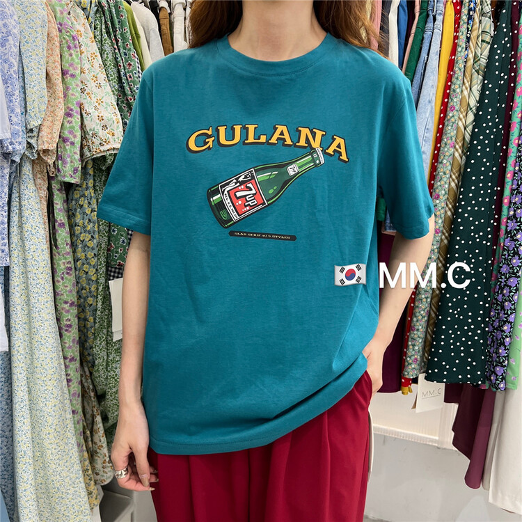[mm. C] Korean alphabet printed loose short sleeve T-shirt 85591# lwy