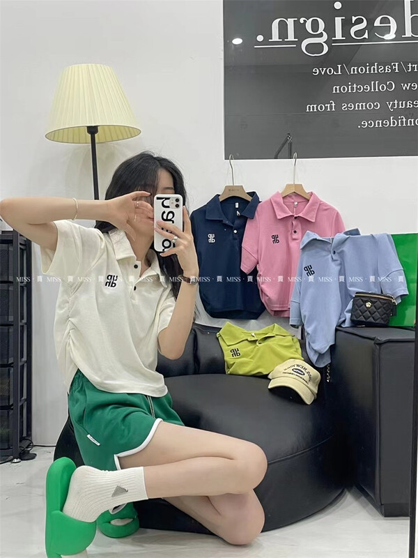 [Miss Jia] Korean polo collar letter embroidered shirt 3365# XYY