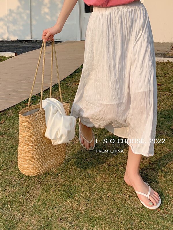 New year in early spring! [ISO Korean] simple solid color medium length skirt 2903# hjy