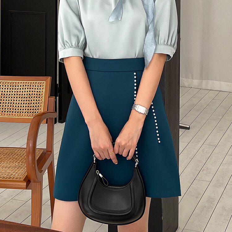 [Hanna including that] fashionable commuter skirt with split hem and slim A-line skirt x1388# XJ
