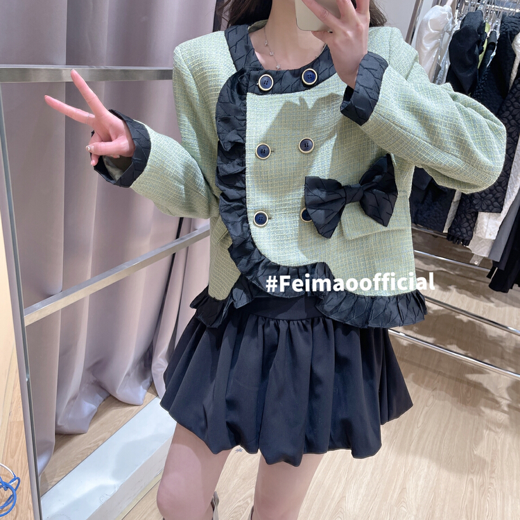 New year in early spring! [Feimao Philippine cat] xiaoxiangfeng color matching aging fashion short coat ym-9660# LSL