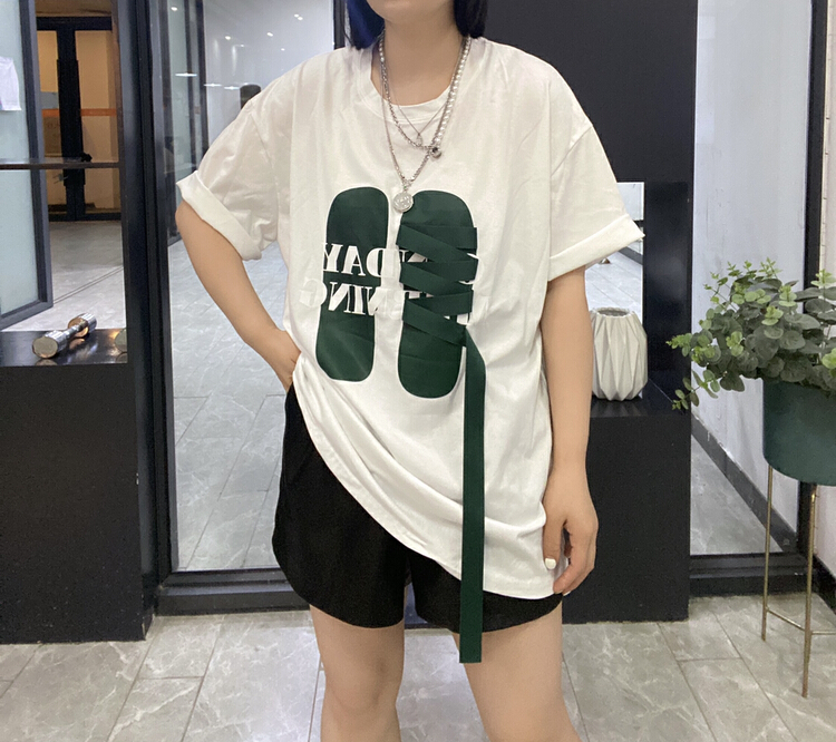 New in early summer! [Qijia +] creative letter loose short sleeve T-shirt 7561# zyh