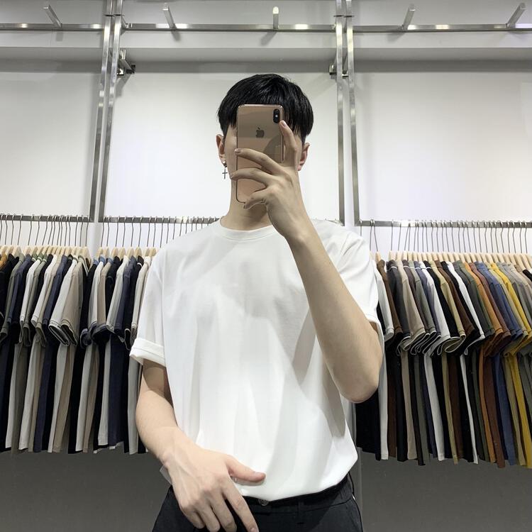 New year in early spring! [wild club] simple solid color versatile comfortable breathable short sleeve T-shirt b8233# ZZL