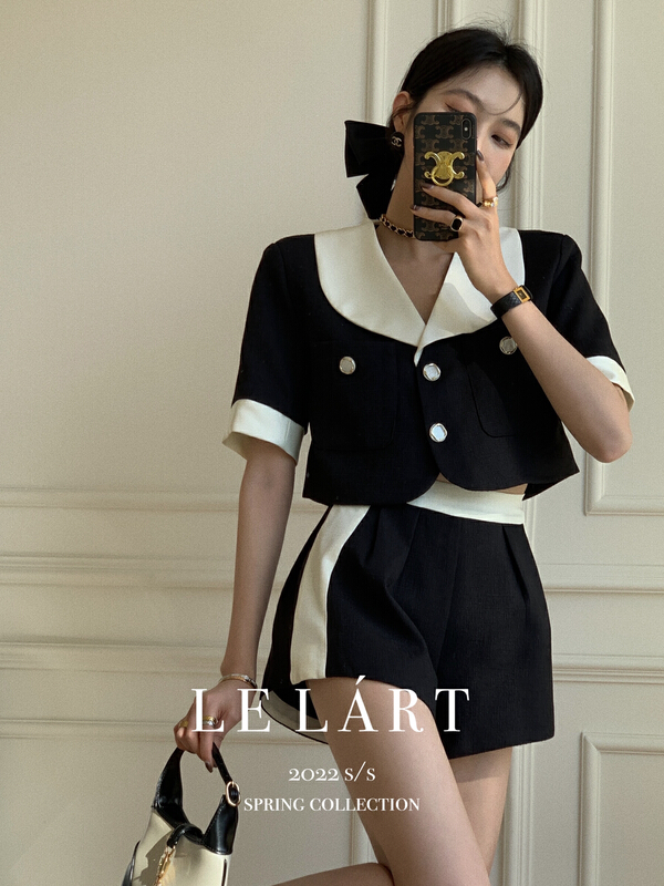 [le lart] fashionable small fragrance contrast color lapel jacket ll5365# XYJ