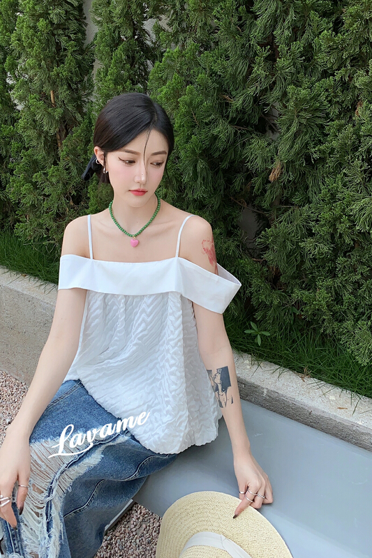 goods in stock! New in early summer! [benyan] simple solid color off shoulder shirt 7779# zxx