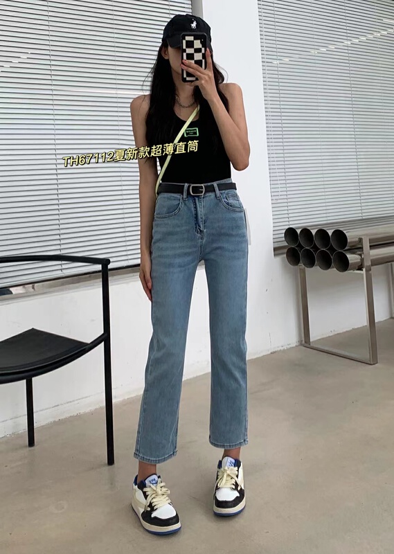 [T.H] classic niche slim stretch straight jeans (with belt) 67112# LSW