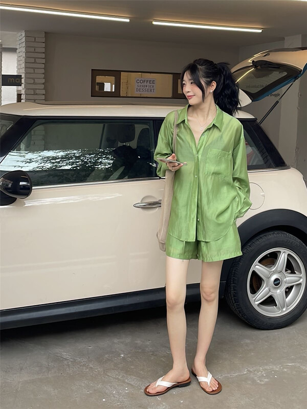[clean space] elastic waist solid color versatile loose casual shorts (only shorts) 32055# CLS