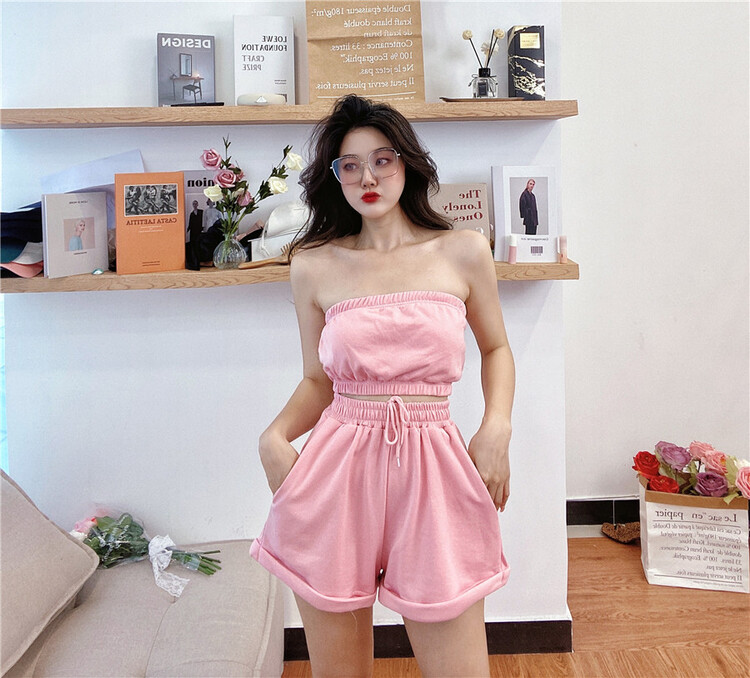 [sister] solid color bra + casual Shorts Set ys1-289# ozq