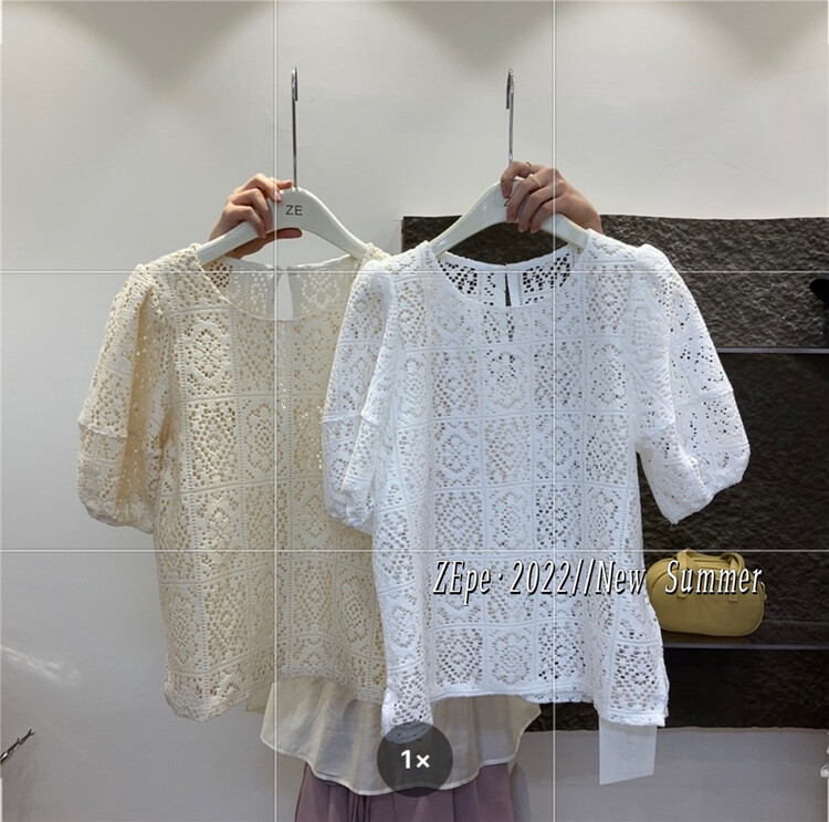 [Ze] round neck hollow out design shirt 3068# ll