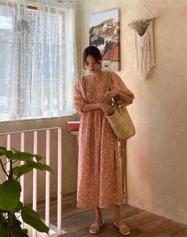goods in stock! [acme group] Korean floral Pleated Dress 1312# CLS