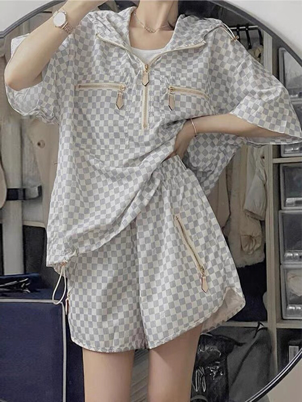 [Huaxi] fashion loose top + comfortable casual shorts two piece suit 8921# PCZ