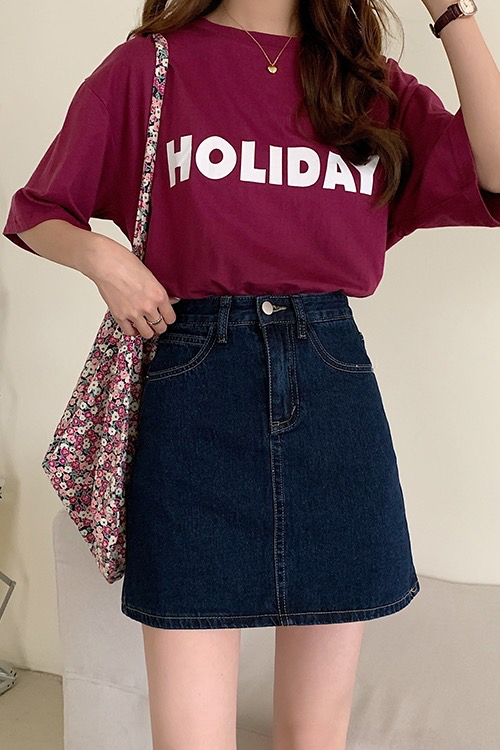 New year in early spring! [timely rain] Han Feng ins versatile, loose and thin, 100 high waist A-shaped denim skirt 21329# WPL
