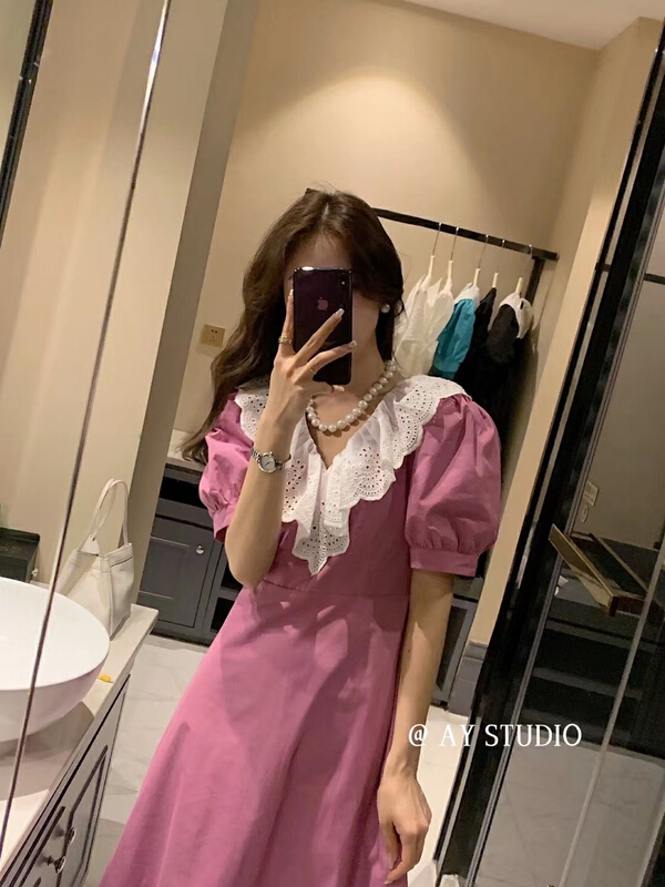 goods in stock! New in early summer! [ay studio] lace stitched high waist dress 66803# zxx