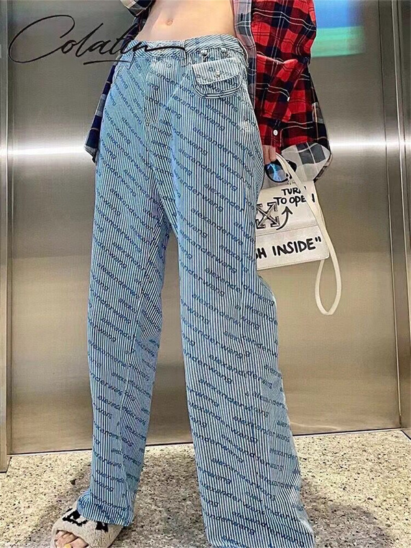 New year in early spring! [a +] Korean letter embroidered jeans (with detachable waist bag) m809# ozq