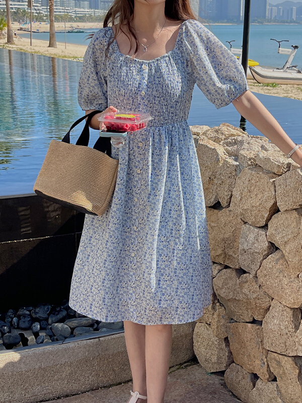New year in early spring! [bee Street] floral slim sweet dress 9119# lwy