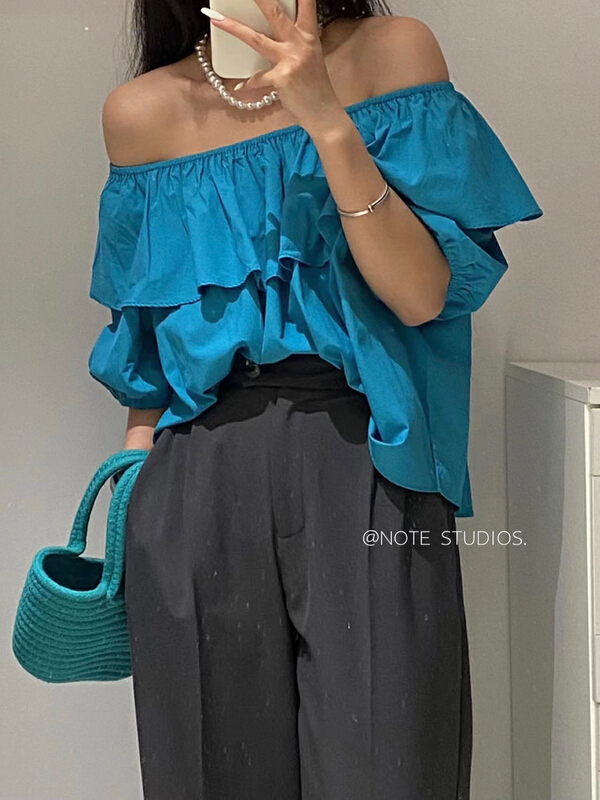 New in early summer! [note] Korean chic versatile simple one shoulder shirt 5013# HBx