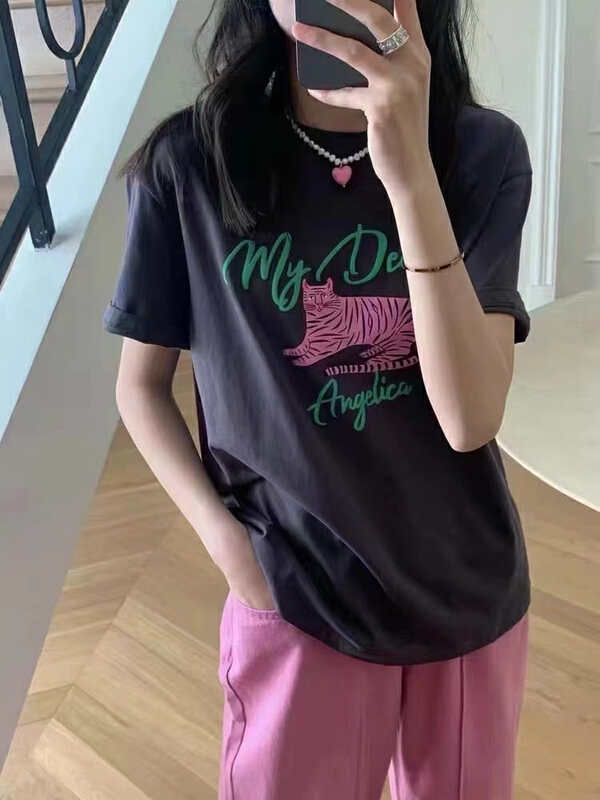 New year in early spring! [bubble] craft letter Tiger Print short sleeve T-shirt 22t039# ozq