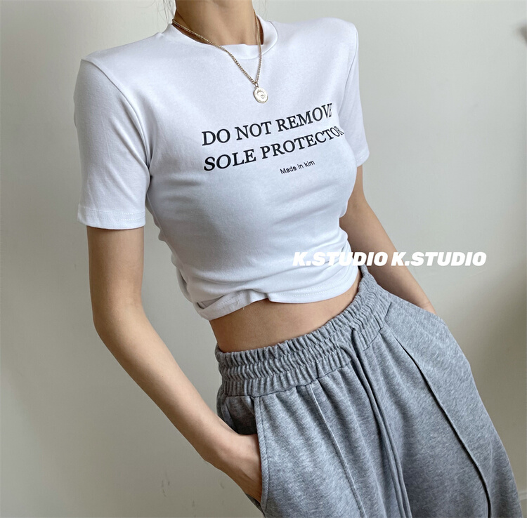 New year in early spring! [Kim studio] round neck letter Korean Short Sleeve T-shirt 3223# PCZ
