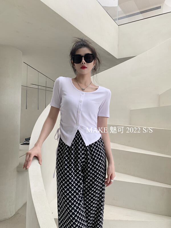 [make Meike] simple and versatile single breasted shirt 50107# XJ