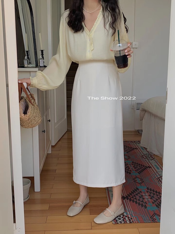 Original price 66.55! New year in early spring! [the show] the popular design of back split versatile skirt 50036# CLS